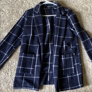 Women’s navy plaid winter coat